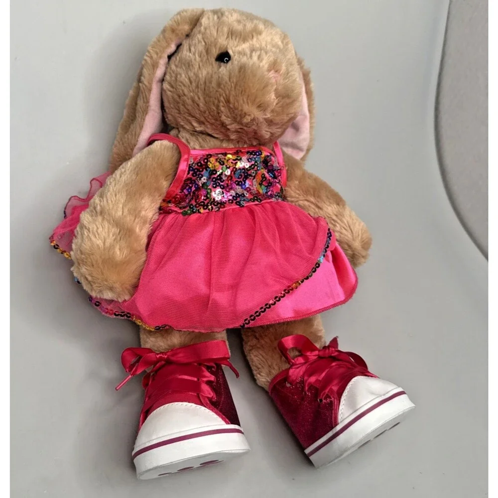 Build A Bear Pawlette Bunny Plush w/Easter Dress Petticoat Shoes EUC